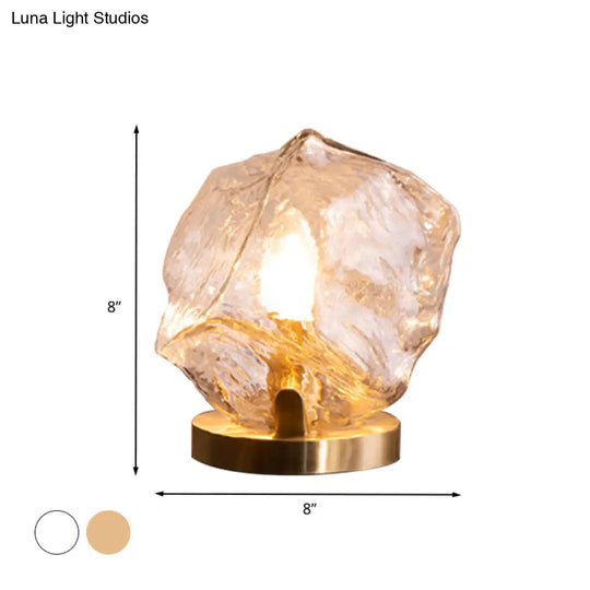 Modern Gold Gem Table Lamp 1-Light Cognac/Clear Glass Night Light For Living Room