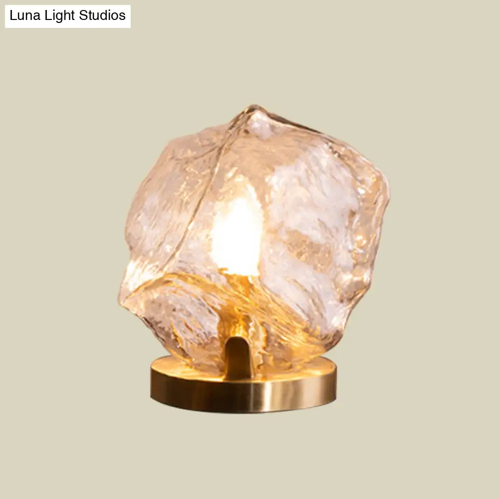 Modern Gold Gem Table Lamp 1-Light Cognac/Clear Glass Night Light For Living Room