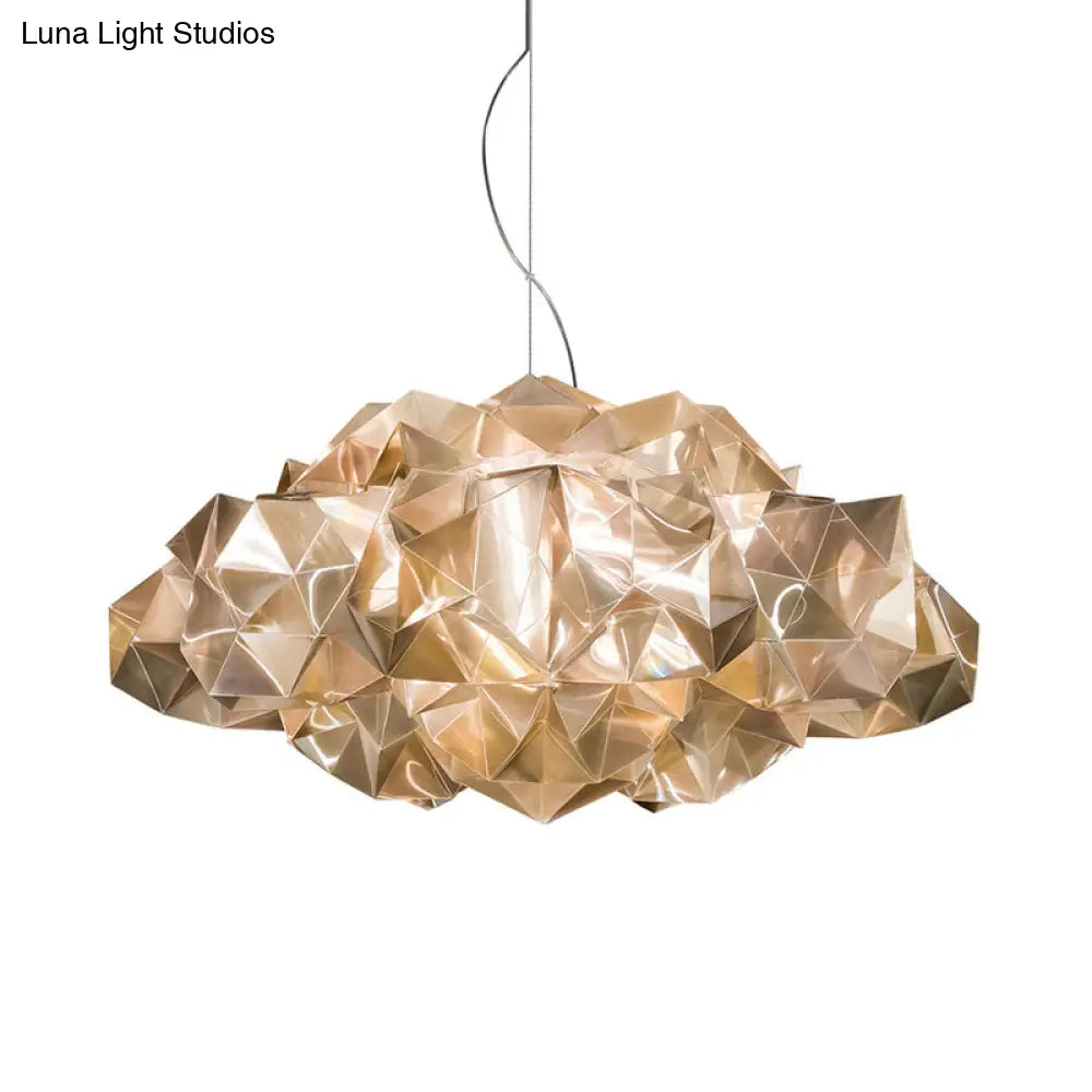 Modern Gold Geometric Chandelier - Clear Acrylic 4-Light Pendant Fixture