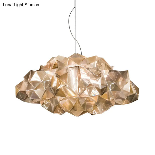 Modern Gold Geometric Chandelier - Clear Acrylic 4-Light Pendant Fixture