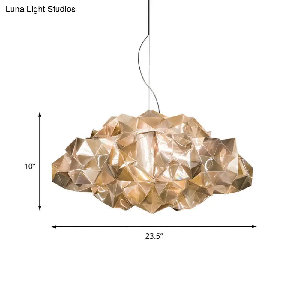 Modern Gold Geometric Chandelier - Clear Acrylic 4-Light Pendant Fixture