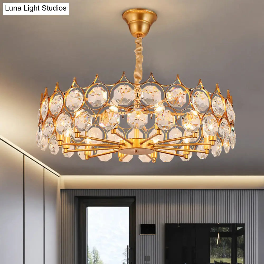 Modern Gold Geometric Crystal Chandelier Pendant Light