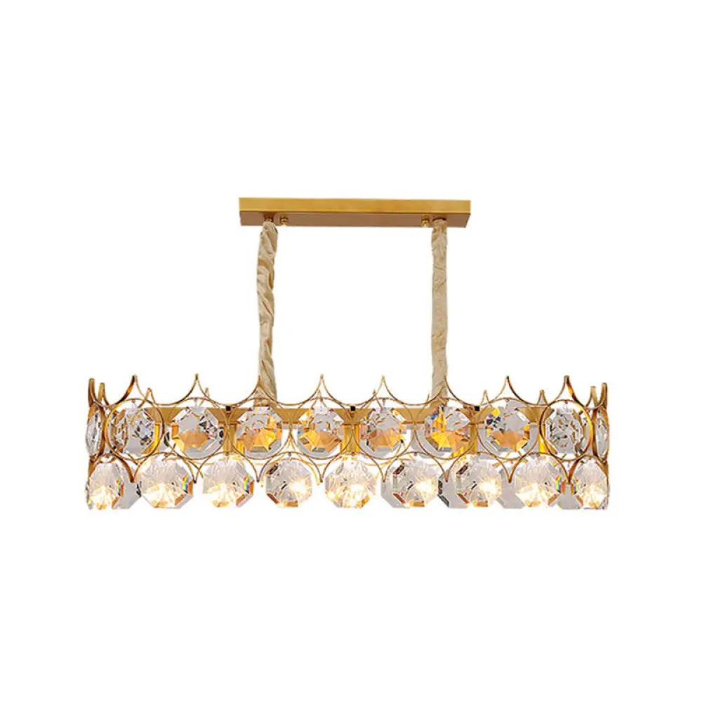 Modern Gold Geometric Chandelier Pendant Light With Crystal Beveled Detailing / Medium Rectangle