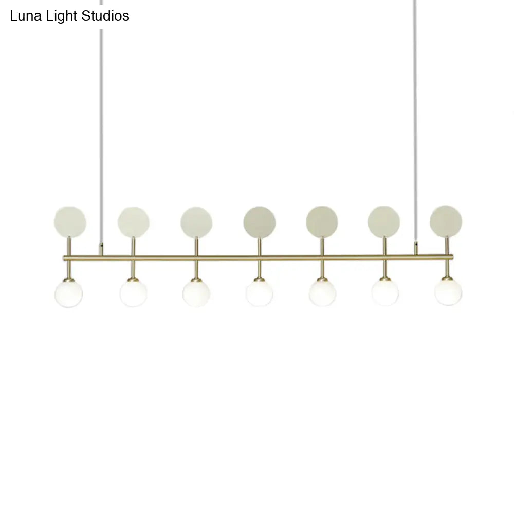 Modern Gold Glass Ball Chandelier For Dining Room - 7-Light Linear Island Fixture