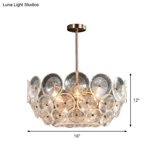 Modern Gold Glass Bowl Chandelier - 4-Light Dining Room Ceiling Pendant