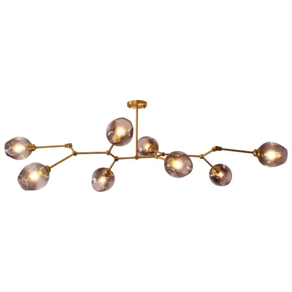 Modern Gold Glass Chandelier: Adjustable Branch 7-Light Hanging Fixture For Parlor Black