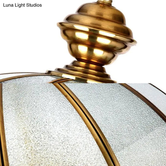 Modern Gold Glass Dome Pendant Light With Textured Design - Ideal For Living Room