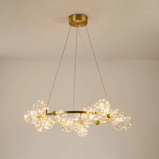 Modern Gold Glass Starry Led Bedroom Chandelier - Orb Ceiling Lamp 12 /