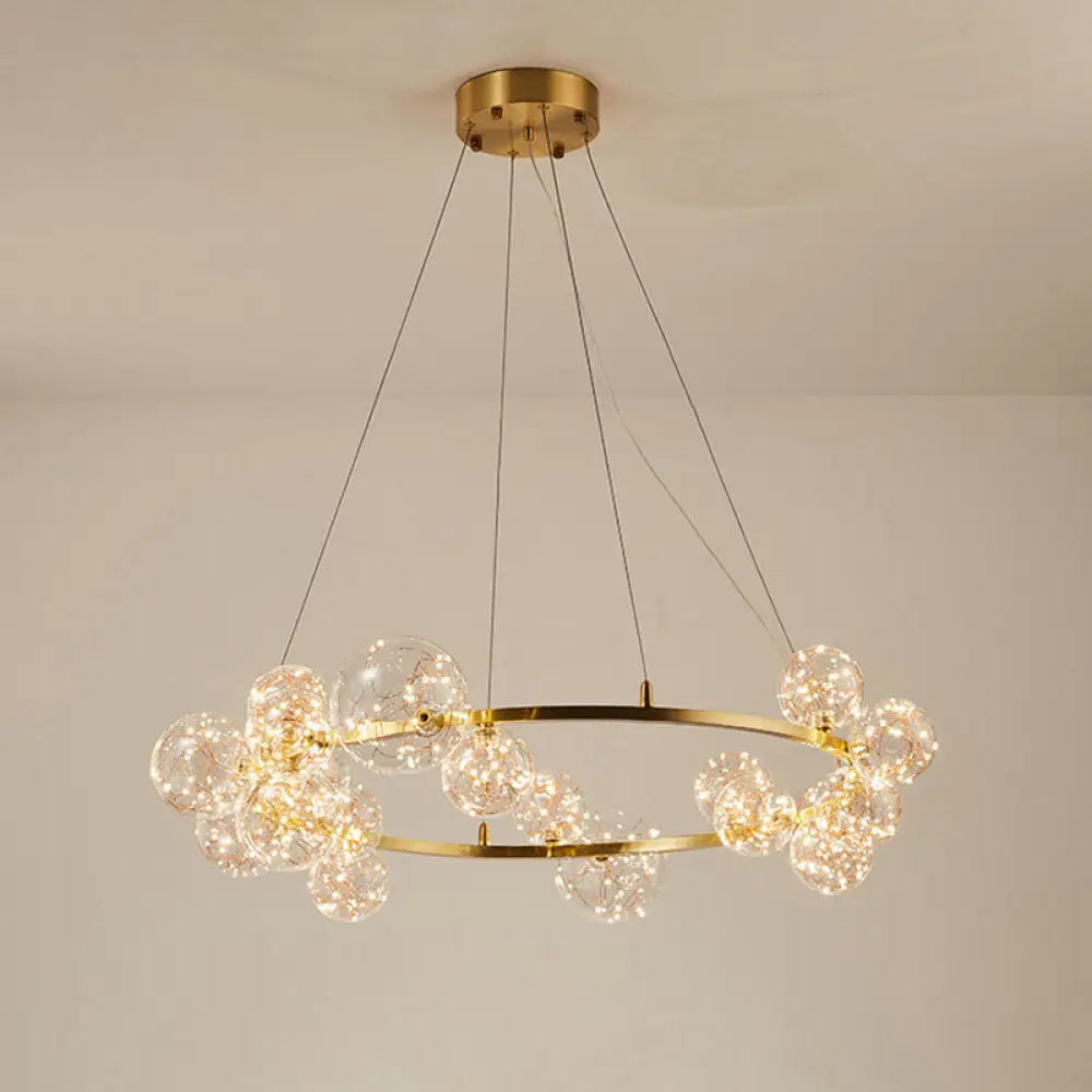 Modern Gold Glass Starry Led Bedroom Chandelier - Orb Ceiling Lamp 20 /