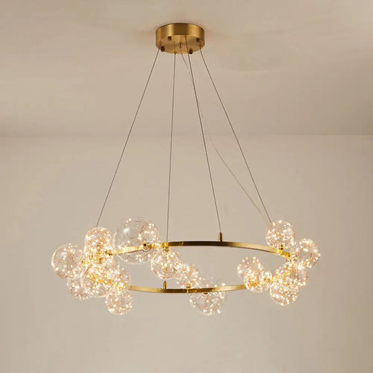 Modern Gold Glass Starry Led Bedroom Chandelier - Orb Ceiling Lamp 20 /