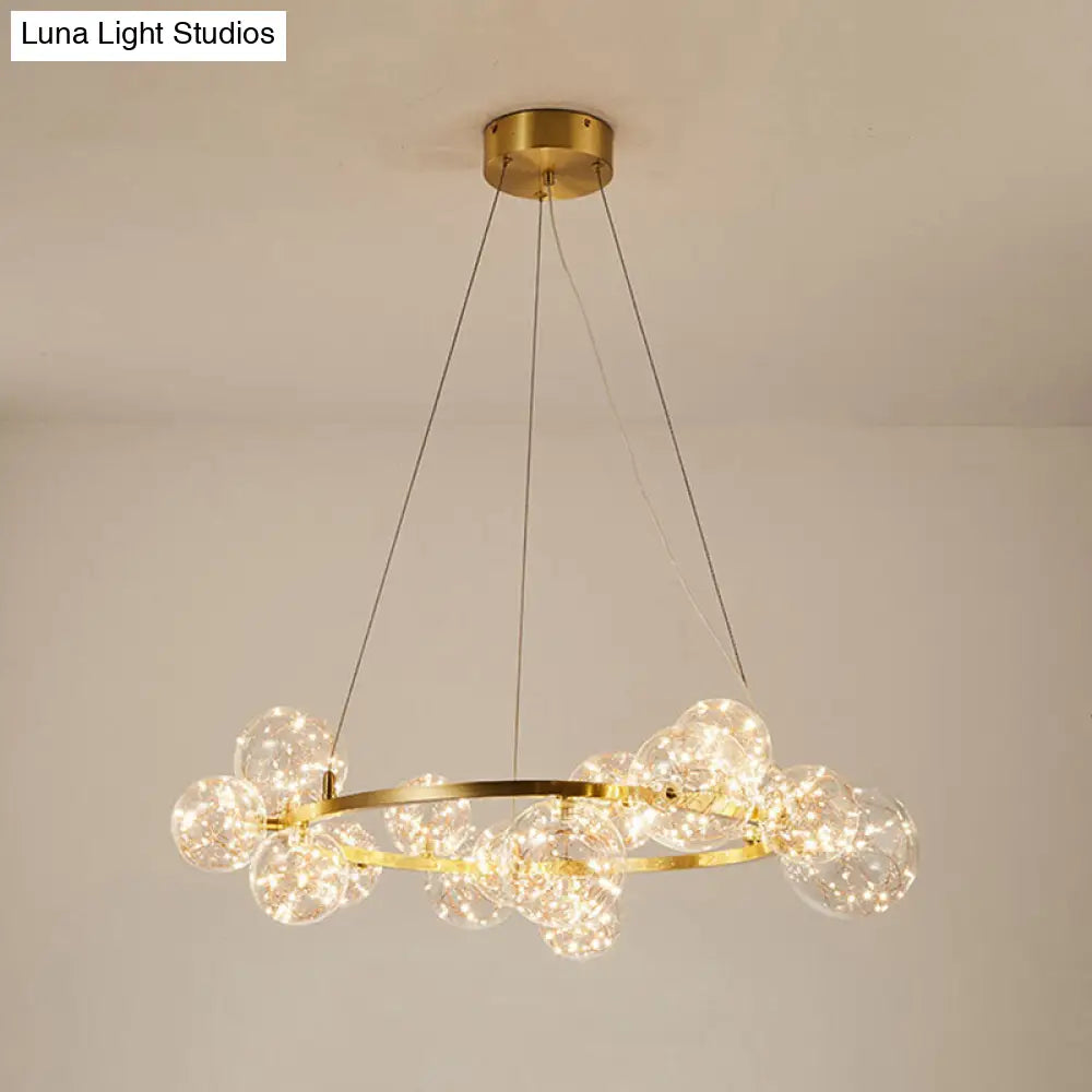 Modern Gold Starry Led Chandelier - Orb Bedroom Ceiling Lamp 15 /