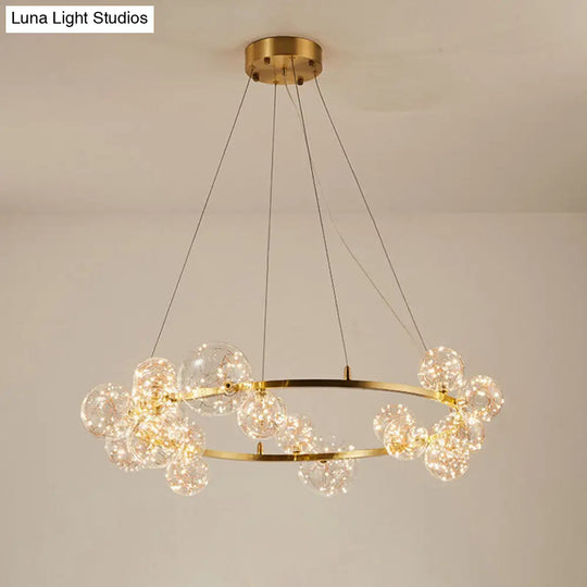 Modern Gold Starry Led Chandelier - Orb Bedroom Ceiling Lamp 20 /