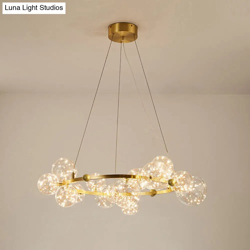 Modern Gold Starry Led Chandelier - Orb Bedroom Ceiling Lamp 12 /