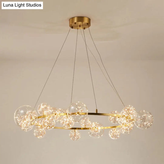 Modern Gold Starry Led Chandelier - Orb Bedroom Ceiling Lamp 24 /