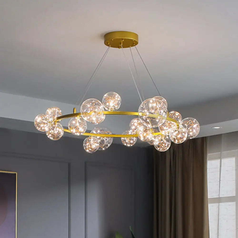 Modern Gold Glass Starry Led Bedroom Chandelier - Orb Ceiling Lamp 9 /