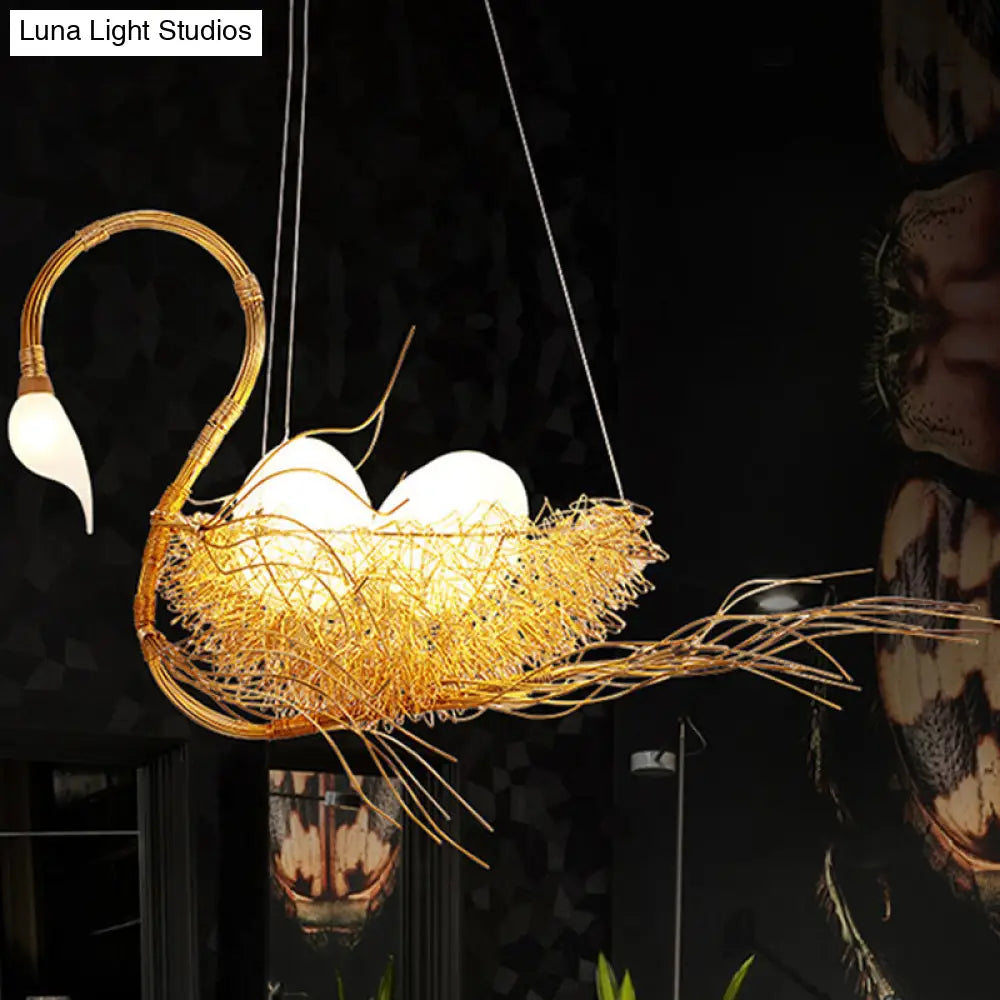 Modern Gold Goose Chandelier Light - Egg Design 3-Light Metal Pendant