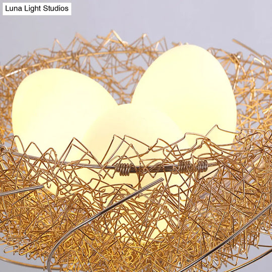 Postmodern Geometric Chandelier With 3 Gold Egg Lights