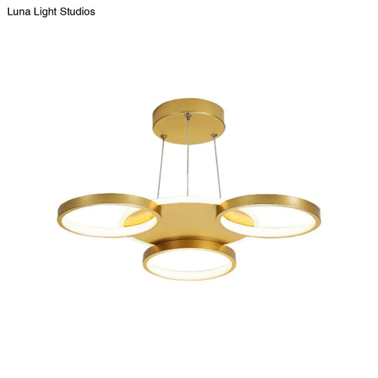 Modern Gold Halo Ring Chandelier - Flush Mount 3/5/6-Light Metal Ceiling Lamp In Warm/White Light