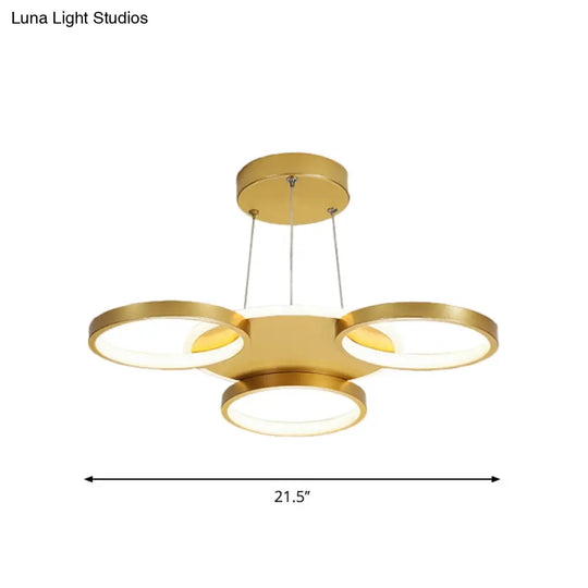 Modern Gold Halo Ring Chandelier - Flush Mount 3/5/6-Light Metal Ceiling Lamp In Warm/White Light