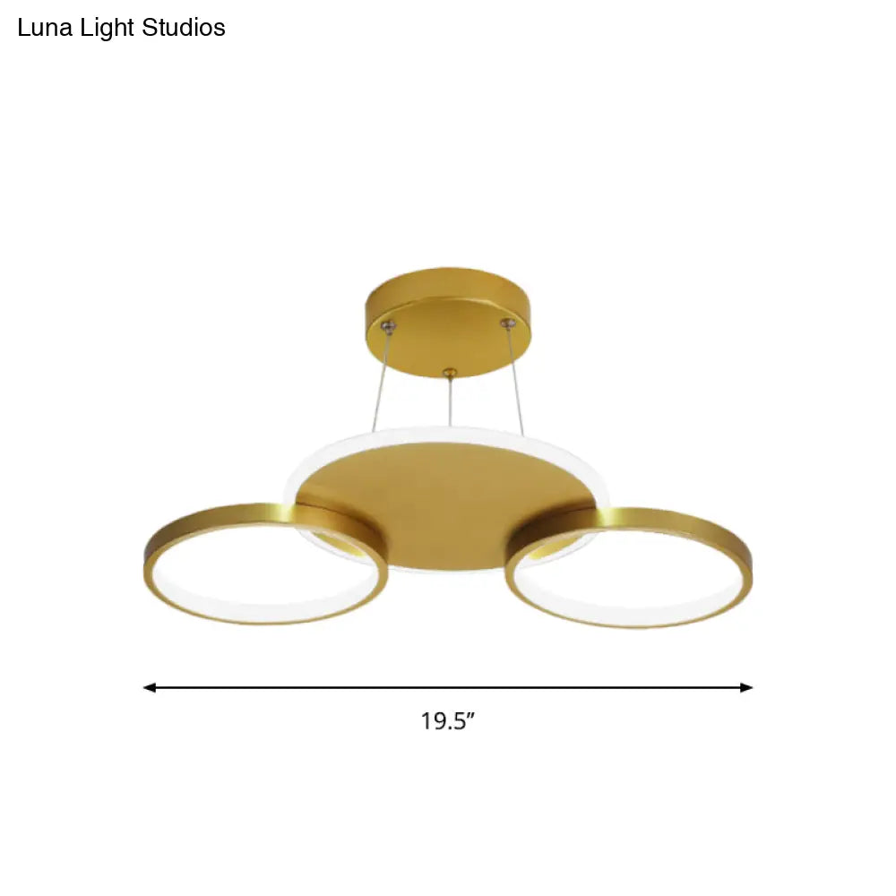 Modern Gold Halo Ring Chandelier - Flush Mount 3/5/6-Light Metal Ceiling Lamp In Warm/White Light