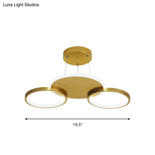 Modern Gold Halo Ring Chandelier - Flush Mount 3/5/6-Light Metal Ceiling Lamp In Warm/White Light