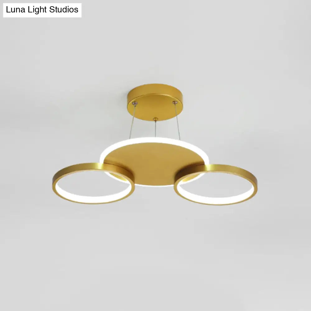 Modern Gold Halo Ring Chandelier - Flush Mount 3/5/6-Light Metal Ceiling Lamp In Warm/White Light