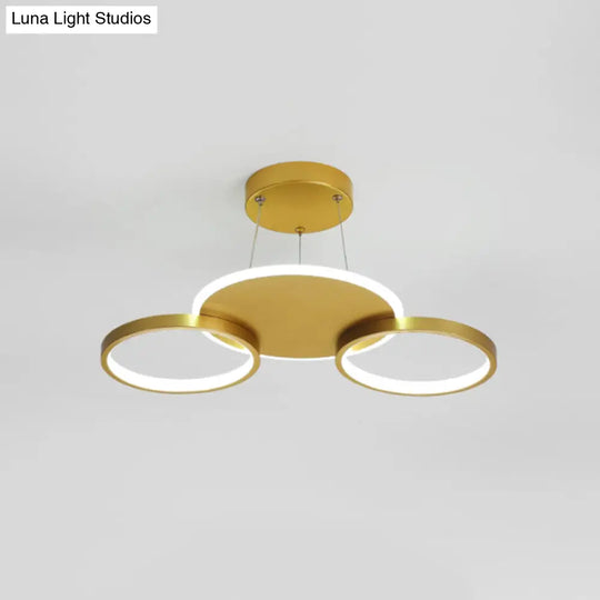 Modern Gold Halo Ring Chandelier - Flush Mount 3/5/6-Light Metal Ceiling Lamp In Warm/White Light