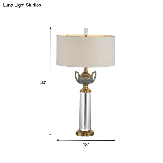 Modern Gold Hand-Cut Crystal Nightstand Lamp With Cylindrical Head For Reading