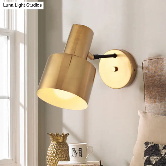 Modern Gold Iron Wall Sconce Light With Adjustable Arm - Round Bulb Design