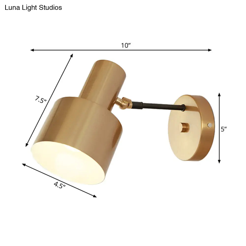 Modern Gold Iron Wall Sconce Light With Adjustable Arm - Round Bulb Design