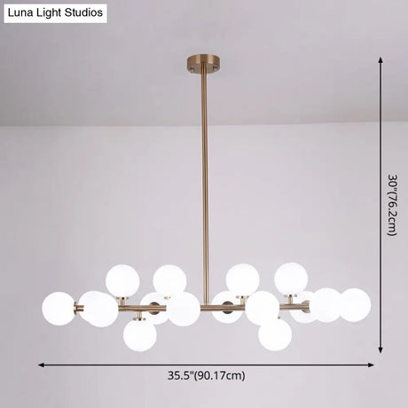 Modern Gold Island Pendant Lighting With 16 Lights - Spherical Glass Ceiling Light For Living Room
