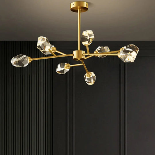 Modern Gold K9 Crystal Gem Chandelier - 6/9/18-Head Living Room Ceiling Lamp 9 /