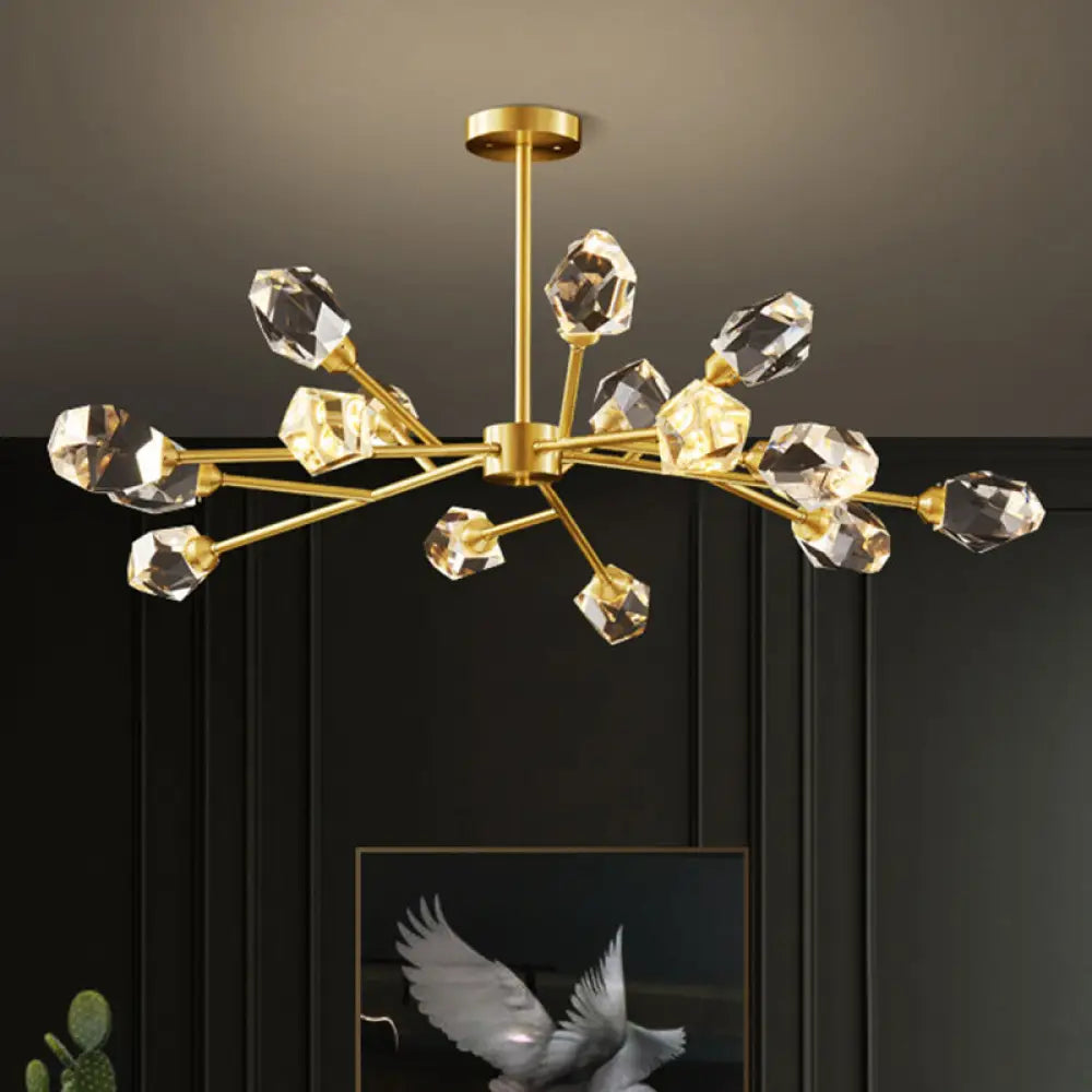 Modern Gold K9 Crystal Gem Chandelier - 6/9/18-Head Living Room Ceiling Lamp 15 /