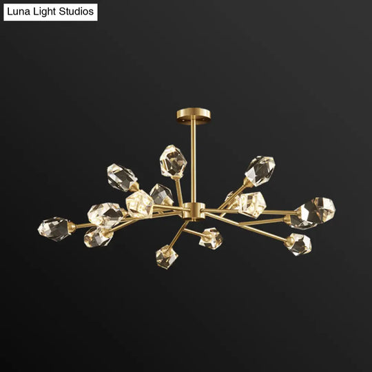 Modern Gold K9 Crystal Gem Chandelier - 6/9/18-Head Living Room Ceiling Lamp