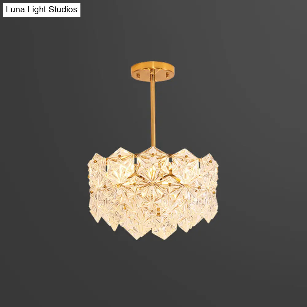 Modern Gold K9 Crystal Snowflake Chandelier Pendant Light