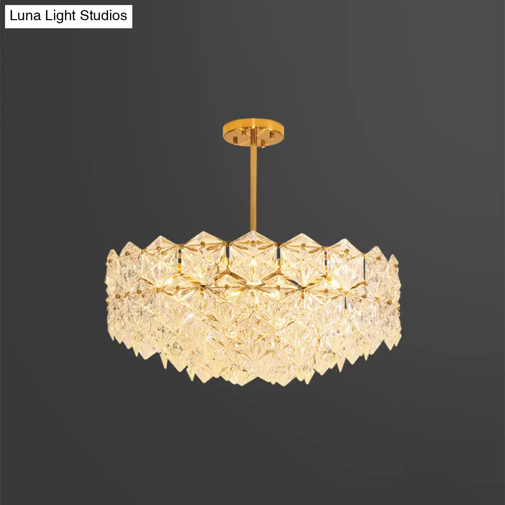 Modern Gold K9 Crystal Snowflake Chandelier Pendant Light