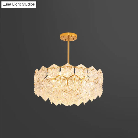 Modern Gold K9 Crystal Snowflake Chandelier Pendant Light