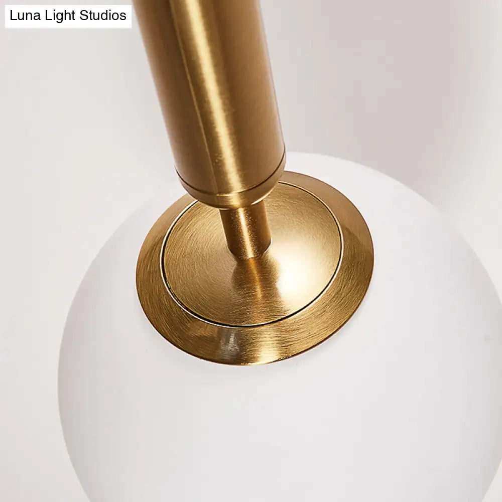 Post-Modern Gold Kitchen Pendant Light With White Glass Shade - 1-Light Kit 6/8/10 Wide