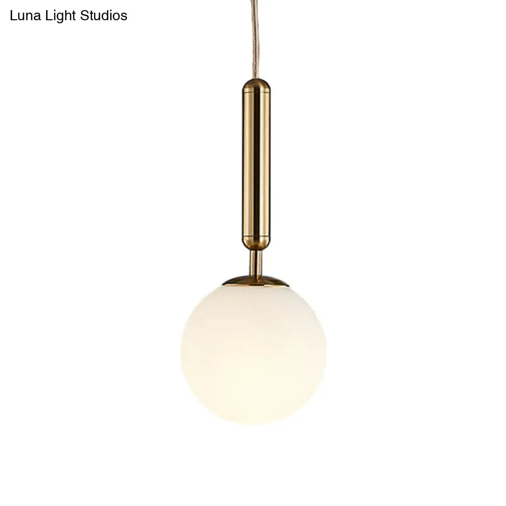 Modern Gold Kitchen Pendant Light With White Glass Shade 1-Light Multiple Sizes