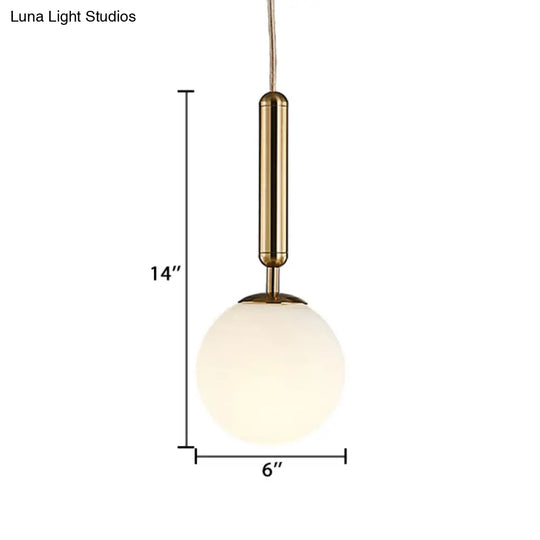 Modern Gold Kitchen Pendant Light With White Glass Shade 1-Light Multiple Sizes