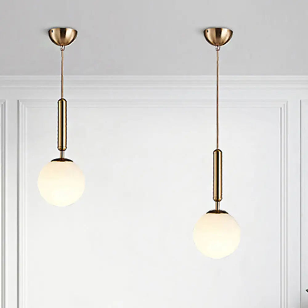 Modern Gold Kitchen Pendant Light With White Glass Shade 1-Light Multiple Sizes / 6’