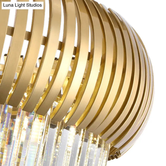 Modern Gold Lantern Chandelier Light With Crystal And Metal Shade - 5-Light Hanging Ceiling Fixture