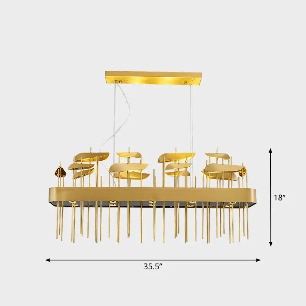 Modern Gold Leaf Suspension Chandelier For Dining Room / Linear Canopy