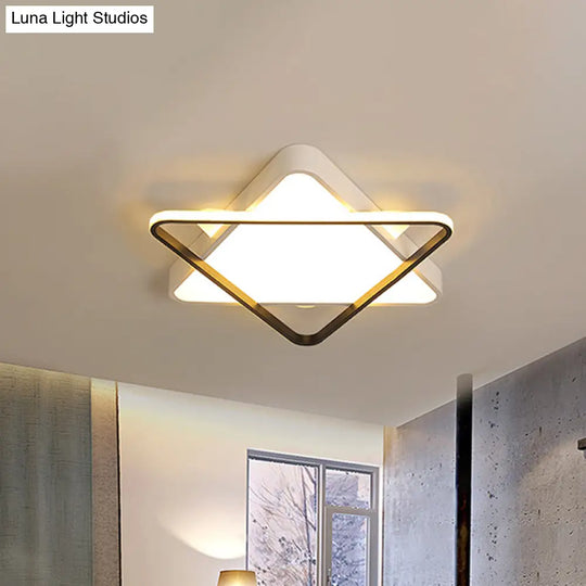 Modern Gold Led Bedroom Ceiling Light Fixture - Double Triangle Acrylic Shade Warm/White 18/23.5