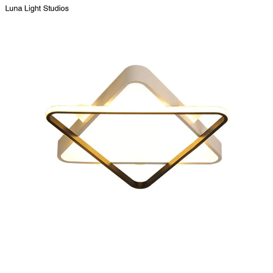 Modern Gold Led Bedroom Ceiling Light Fixture - Double Triangle Acrylic Shade Warm/White 18/23.5