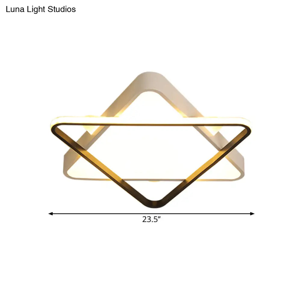 Modern Gold Led Bedroom Ceiling Light Fixture - Double Triangle Acrylic Shade Warm/White 18/23.5