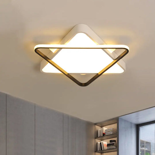 Modern Gold Led Bedroom Ceiling Light Fixture - Double Triangle Acrylic Shade Warm/White 18/23.5