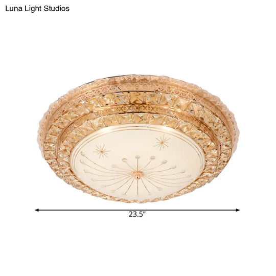 Modern Gold Led Bedroom Ceiling Light With Crystal Bowl Shade