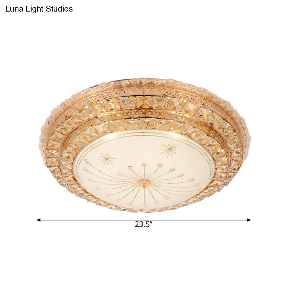 Modern Gold Led Bedroom Ceiling Light With Crystal Bowl Shade