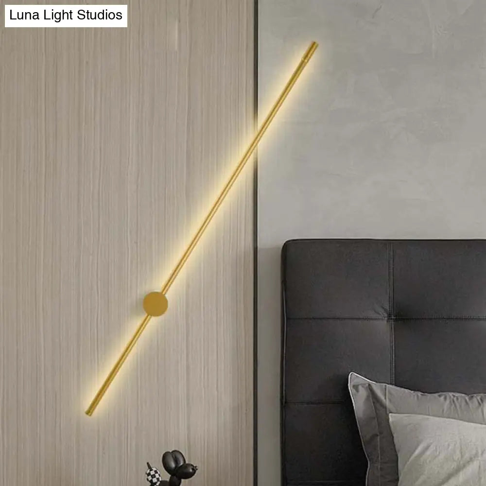 Modern Gold Led Bedside Wall Light Sconce - Minimalist Linear Metal Design (47/57 Width)